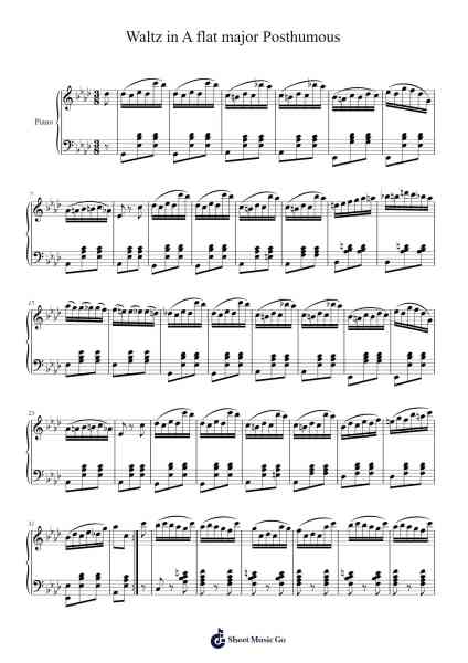 Waltz in A-Flat Major, Posthumous Sheet Music by Frédéric Chopin-Arr.Dilliz Woolfsil