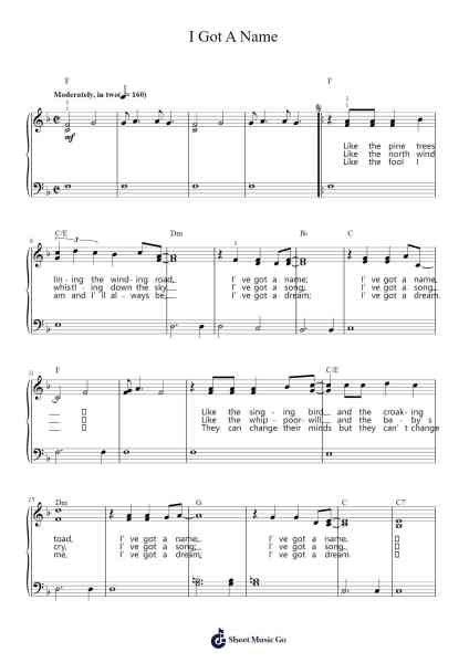 I Got A Name Sheet Music by Jim Croce-Arr.Wescan