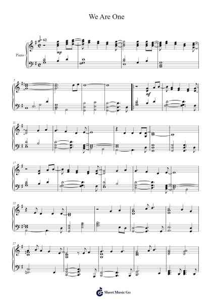 We Are One Sheet Music by Misc Cartoons-Arr.Duo'neil