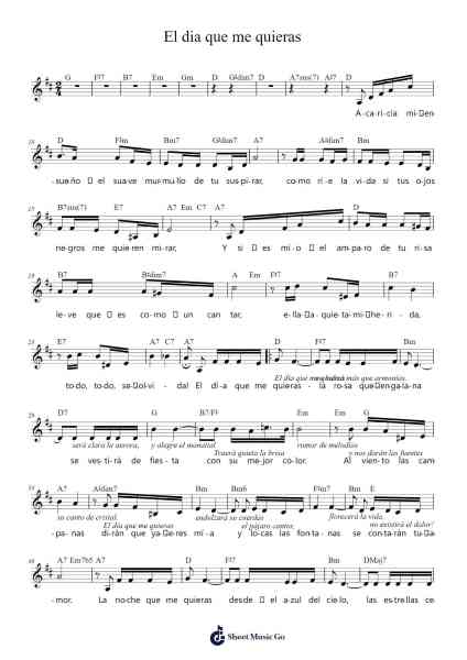 El dia que me quieras Sheet Music by Carlos Gardel-Arr.Diaben Shelwilde