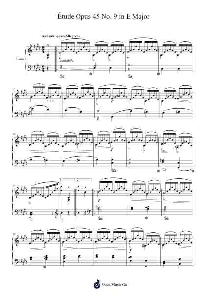 Étude Opus 45 No. 9 in E Major Sheet Music by Stephen Heller-Arr.Faithevice
