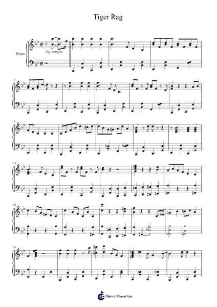 Tiger Rag Sheet Music by Original Dixieland Jazz Band-Arr.Woodcie Budad