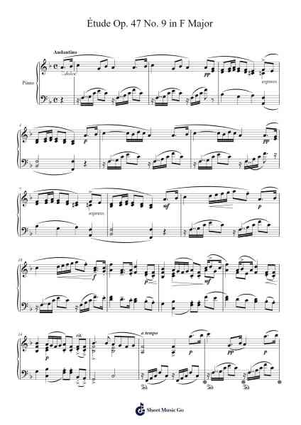 Étude Op. 47 No. 9 in F Major Sheet Music by Stephen Heller-Arr.Borgriel