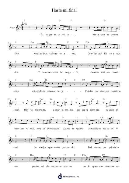 Hasta mi final Sheet Music by Il Divo-Arr.Thornnah