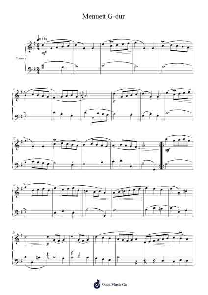 Menuett in G Major, BWV Anh. 114 Sheet Music by Christian Petzold-Arr.Vinpeare