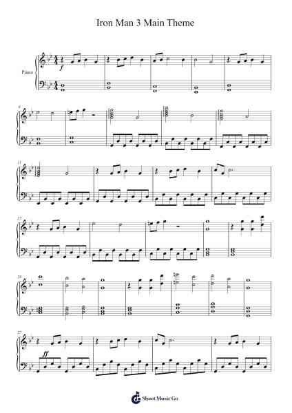 Iron Man 3 Main Theme Sheet Music by Akshat Kumar Bohre-Arr.Priestvy