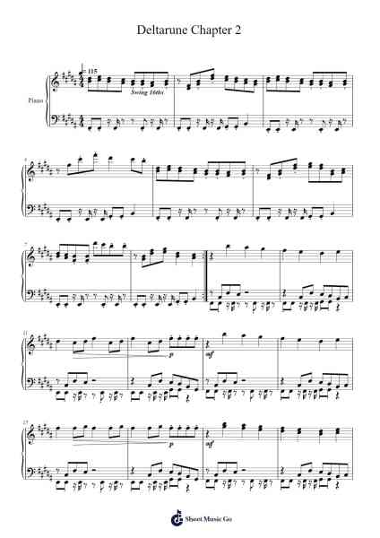 Deltarune Chapter 2 (Piano Arrangement) Sheet Music by Toby Fox-Arr.Rytor Nickian