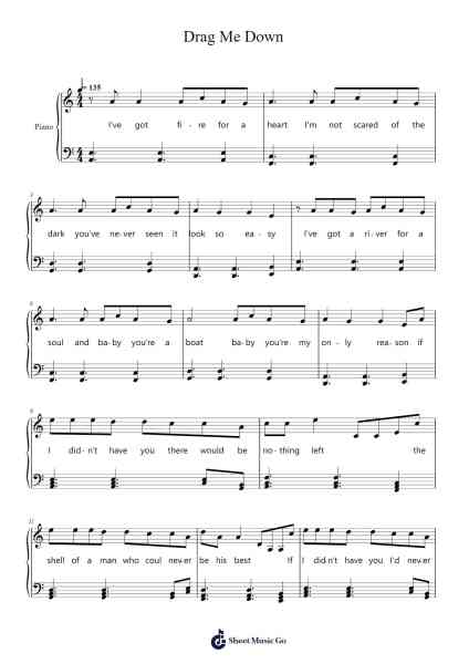 Drag Me Down Sheet Music by One Direction-Arr.Ianruth Xalain