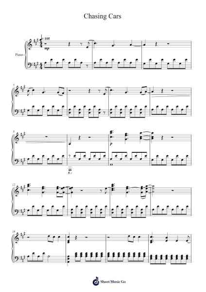 Chasing Cars Sheet Music by Snow Patrol-Arr.Harjo