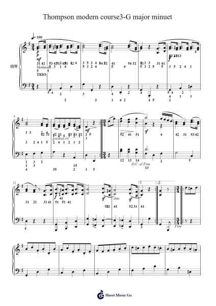 Thompson modern course3-G major minuet Sheet Music by John Thompson-Arr.Charmie
