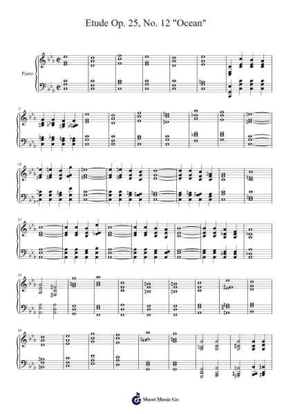 Etude Op. 25 No. 12 in C Minor "Ocean" Sheet Music by Frédéric Chopin-Arr.Joannes Nohan