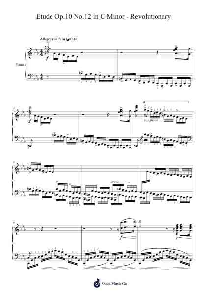 Etude Op.10 No.12 in C Minor - Revolutionary Sheet Music by Frédéric Chopin-Arr.Boothphen Rybes