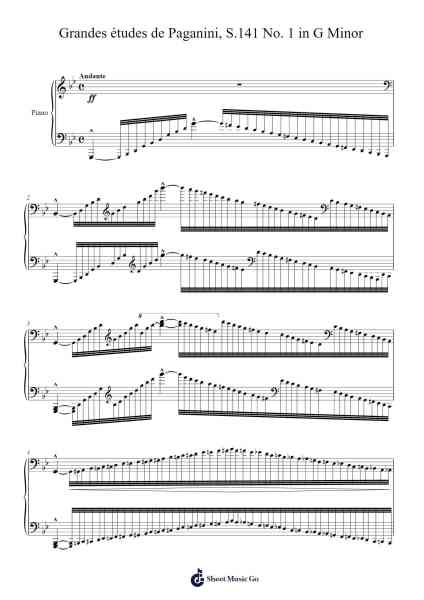 Grandes études de Paganini, S.141 No. 1 in G Minor Sheet Music by ValkyRiver-Arr.Manlynch