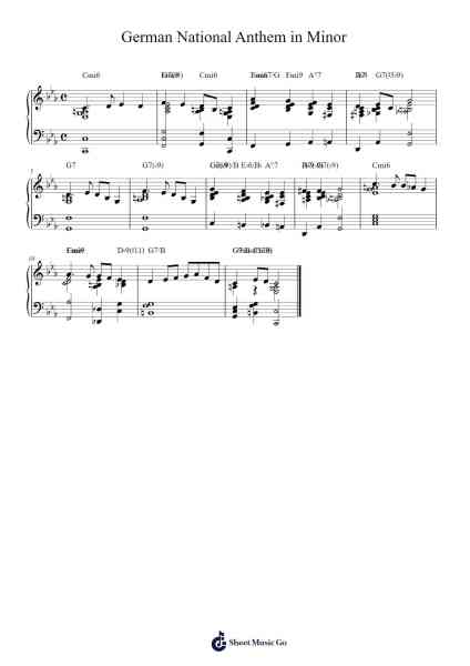 German National Anthem in Minor Sheet Music by Misc-Arr.Charmie