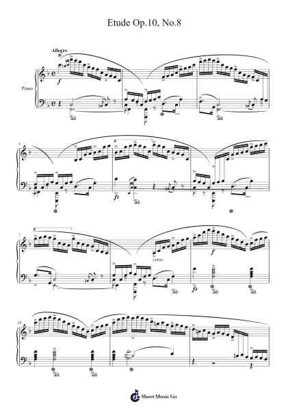 Etude Op.10, No.8 Sheet Music by Frédéric Chopin-Arr.Wildech Mopold