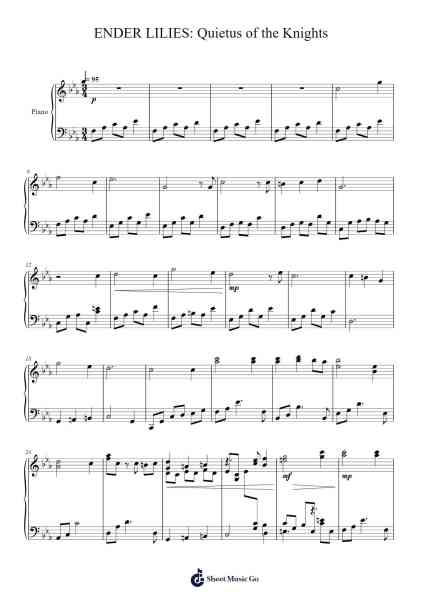ENDER LILIES: Quietus of the Knights - A Nocturne for All Sheet Music by Yamato Kasai-Arr.Osger