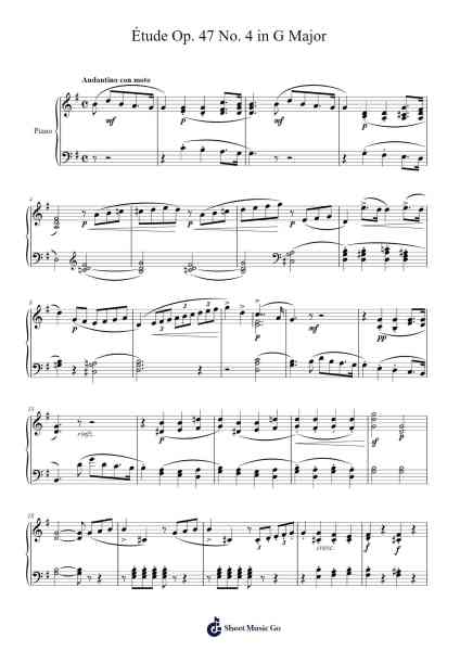 Étude Op. 47 No. 4 in G Major Sheet Music by Stephen Heller-Arr.Efbooth Borgfe