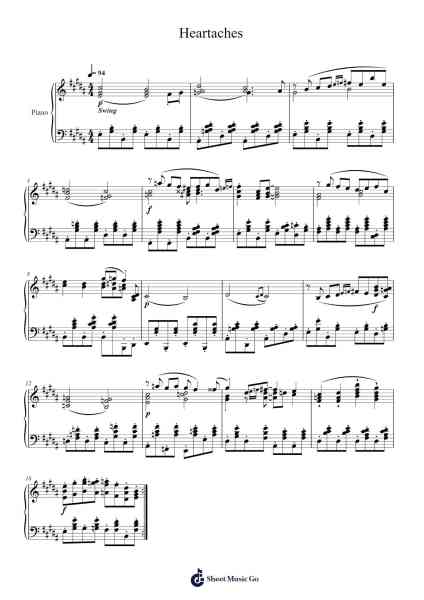 Heartaches Ноты для фортепиано от Al Bowlly-Arr.Consclife Gosden