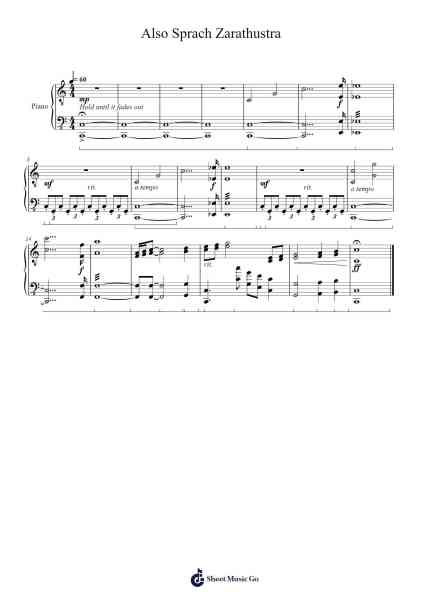 Also Sprach Zarathustra Sheet Music by Richard Strauss-Arr.Bloorvogt