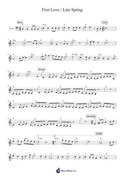 First Love / Late Spring Sheet Music by Mitski-Arr.Dwightbright