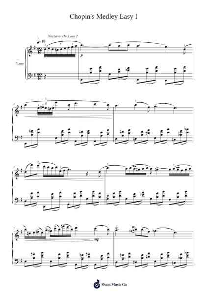 Chopin's Medley Easy I Sheet Music by Frédéric Chopin-Arr.Thomfrank Springper