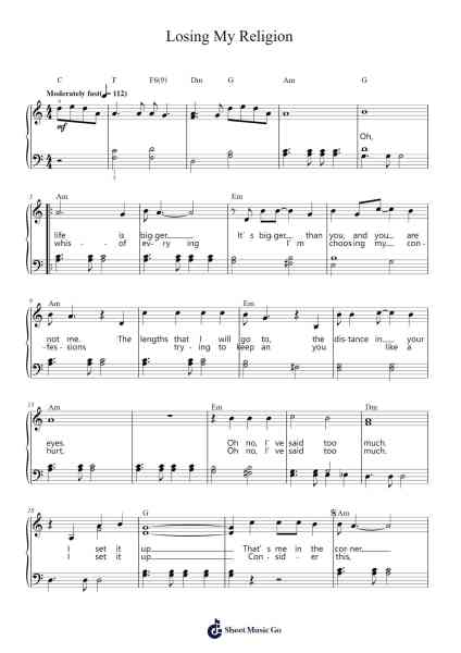 Losing My Religion Sheet Music by R.E.M.-Arr.Latnon Yonngpold