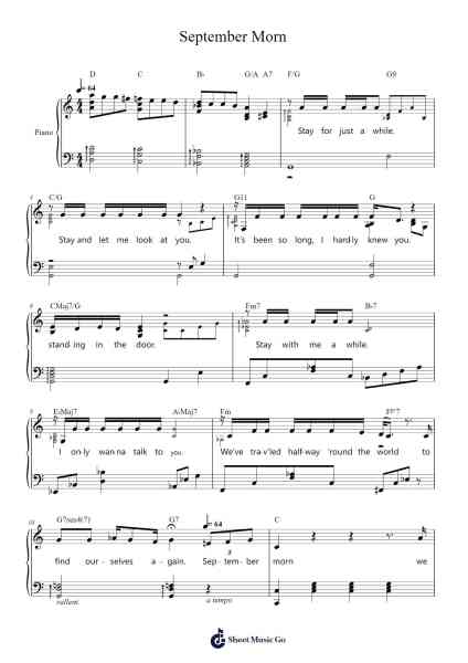 September Morn Sheet Music by Neil Diamond-Arr.Clarknence