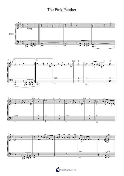 The Pink Panther Sheet Music by Henry Mancini-Arr.Hugbrey Armnin