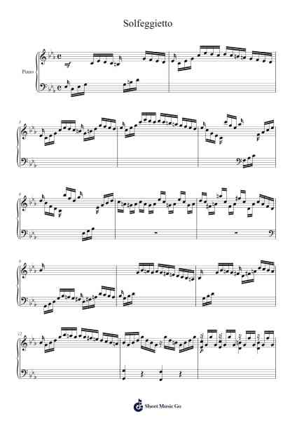 Solfeggietto in C Minor, H 220, Wq. 117: 2 Sheet Music by Carl Philipp Emanuel Bach-Arr.Lilrald