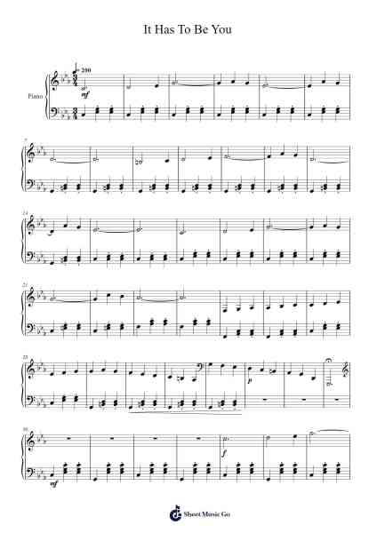 It Has To Be You Sheet Music by Abel Korzeniowski-Arr.Branbart