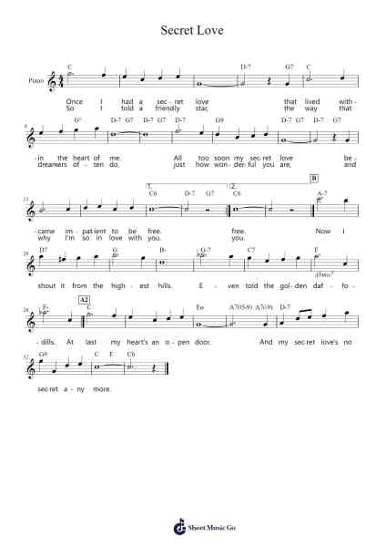 Secret Love Sheet Music by Sammy Fain-Arr.Natpold Vinvin