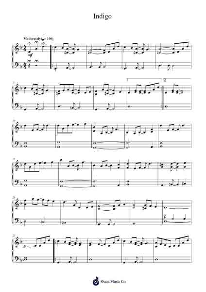 Indigo Sheet Music by Yiruma-Arr.Gusgess