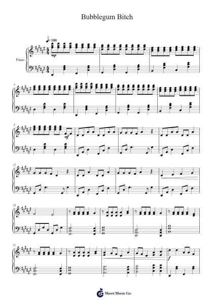 Bubblegum Bitch Sheet Music by Marina and The Diamonds-Arr.Gwenpritt Chillor