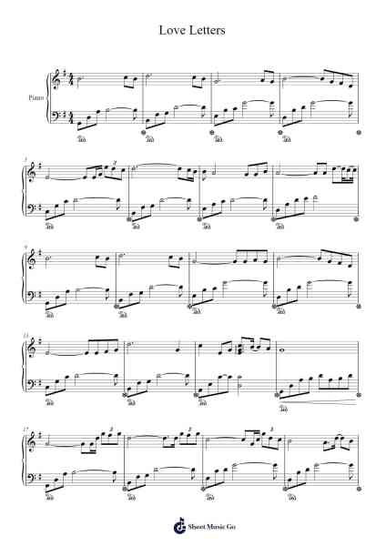 Love Letters Musica per pianoforte di - Arr.Raerace