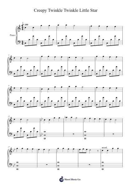 Creepy Twinkle Twinkle Little Star Sheet Music by Omar Ahmed-Arr.Grelitt Bachdrow