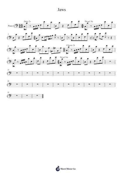 Jaws Sheet Music by Lemon Demon-Arr.Loborn Chadrie