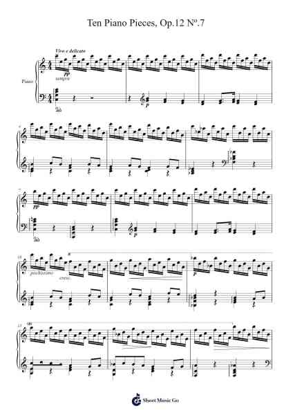 Ten Piano Pieces, Op. 12: No. 7 Prelude in C Major Sheet Music by Sergei Prokofiev-Arr.Joycelup