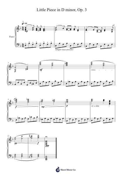 Little Piece in D minor, Op. 3 Sheet Music by Leandro M.-Arr.Gwensen