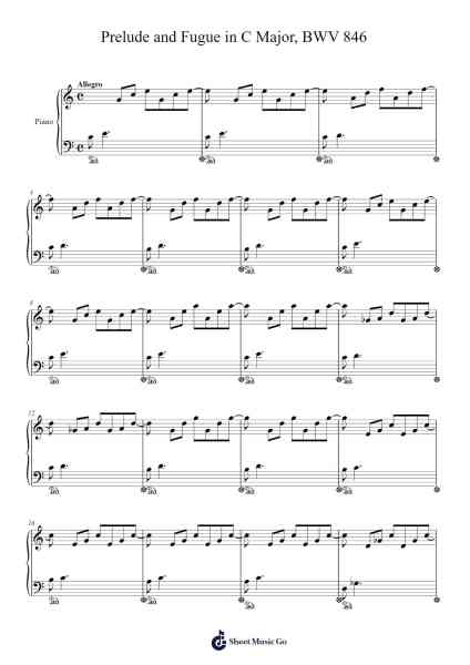 Prelude and Fugue in C Major, BWV 846 Sheet Music by Johann Sebastian Bach-Arr.Ossweet