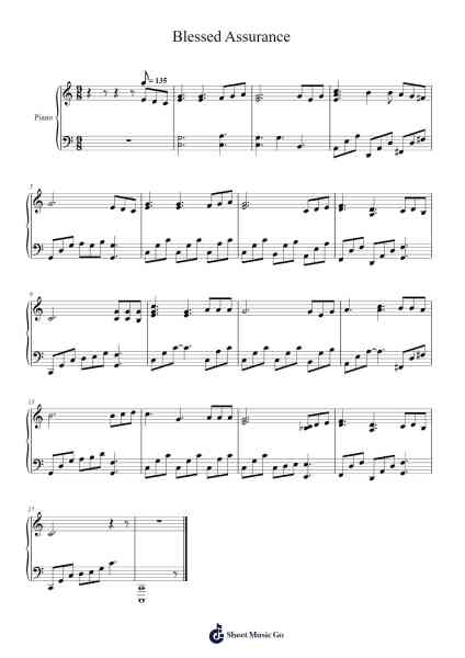 Blessed Assurance Sheet Music by Fanny Crosby-Arr.Rareade Zoelotte