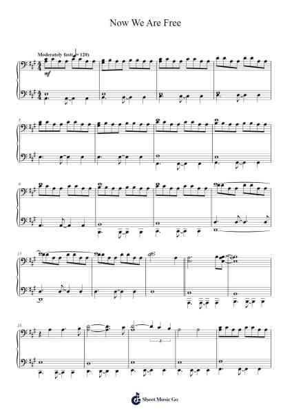 Now We Are Free Sheet Music by Hans Zimmer/Lisa Gerrard/Klaus Badelt-Arr.Carlwilde Yonngcam