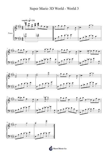 Super Mario 3D World - World 3 Sheet Music by Nintendo-Arr.Brownli Zangstuart