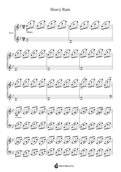 Heavy Rain Sheet Music by Pentodd Millnald-Arr.Burnebooth Theobel