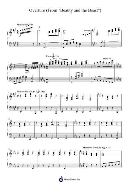 Overture (From "Beauty and the Beast"/Score) Sheet Music by Alan Menken-Arr.Benga