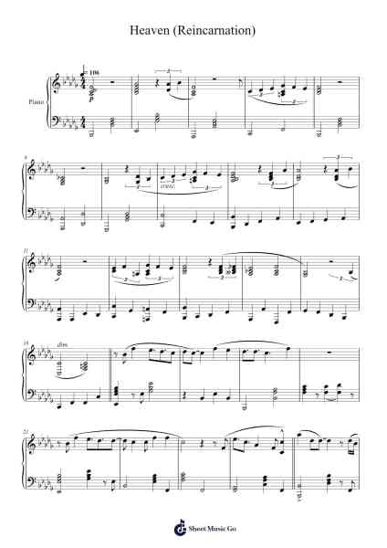Heaven (Reincarnation) Sheet Music by Shoji Meguro-Arr.Rooryl Petnoel