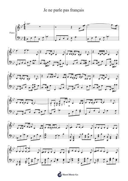 Je ne parle pas français Sheet Music by Namika-Arr.Gregrace Glennjob