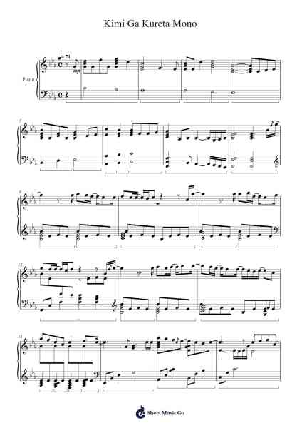 Kimi Ga Kureta Mono Sheet Music by Shizuka Kudo-Arr.Toddgail