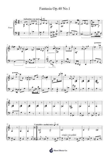 Fantasia Op.40 No.1 Sheet Music by Needel Deirmag-Arr.Calthel Chafra