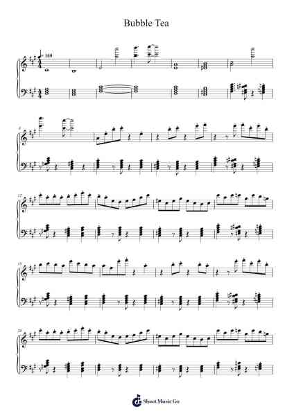 Bubble Tea Sheet Music by dark cat/juu/Cinders-Arr.Bunharine Coftroy