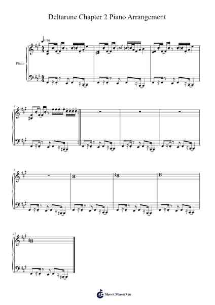 Deltarune Chapter 2 Piano Arrangement Sheet Music by Toby Fox-Arr.Prupert Cookegram